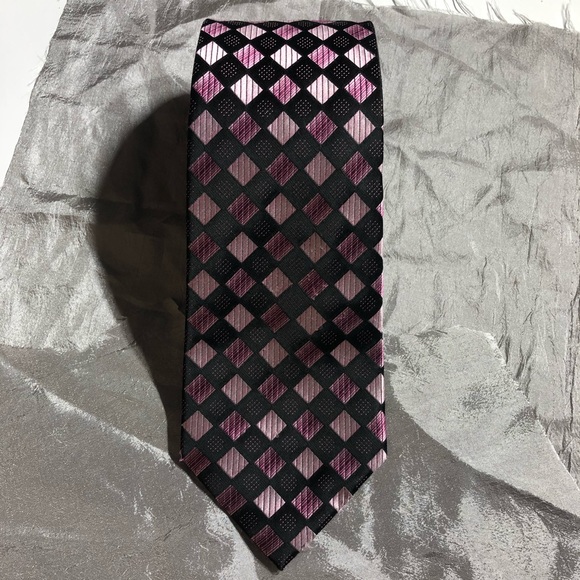Giorgio Brutini Handmade Purple Checkered Tie EUC - Picture 1 of 6